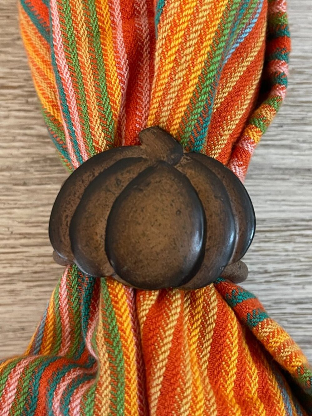 Pumpkin Napkin Rings Set of 3 Metal Brown Fall